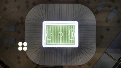 A bird's eye view of a miniature model of Stadium 974. Reuters
