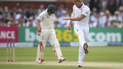 Ben Stokes of England reacts ater bowling to Steven Smith of Australia during Day 1 of the second Ashes Test at Lord's. Ryan Pierse / Getty Images