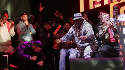 Drake, left, and Toronto mayor John Tory, far right, enjoyed a fun night as Toronto Raptors made history. Reuters