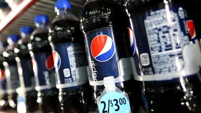 Bottles of Pepsi sit in a cooler at a gas station in San Francisco, California. AFP
