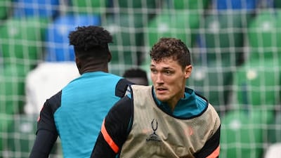 Andreas Christensen trains at Windsor Park.