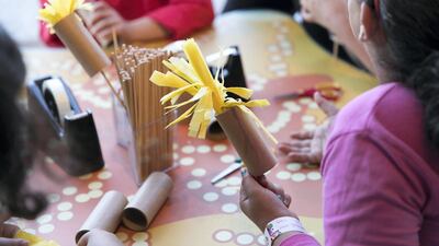 Children's art workshops. The Happiness zone is aimed at children with activities ranging from obstacle courses to arts activities