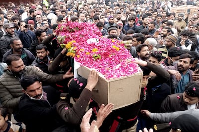 Pakistani Army soldiers and relatives attend the funeral of Cpt Dr Bilal Khalil, who was killed in a gunfight with the BLA in Balochistan. EPA