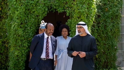 Sheikh Khaled bin Mohamed, Crown Prince of Abu Dhabi, with Mswati III. Wam