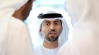 Suhail Al Mazrouei, UAE energy minister, was speaking at the Global Energy Forum in Abu Dhabi. Delores Johnson / The National