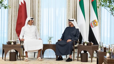 President Sheikh Mohamed meets with Qatar's Emir Sheikh Tamim at Al Shati Palace, Abu Dhabi. All photos: Ryan Carter / UAE Presidential Court