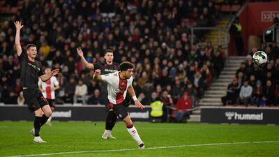 Che Adams scores Southampton's first goal. Reuters