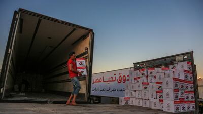 The aid was delivered following the ceasefire on Friday in the Israeli-Palestinian conflict. The Gaza Strip was hit by numerous Israeli air strikes, with 248 people killed. Rockets fired from Gaza killed 12 people in Israel. EPA