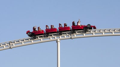 Above, the Formula Rossa roller coaster ride at the Ferrari World theme park in Abu Dhabi. Users of expedia.com can now book their tickets to the theme park. Duncan Chard / Bloomberg News