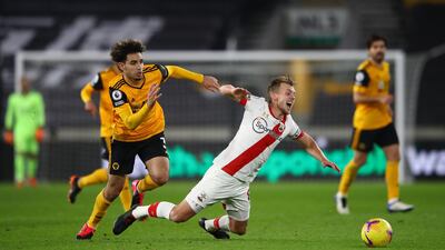Wolves' Rayan Ait-Nouri (left) and Southampton's James Ward-Prowse battle for the ball. PA