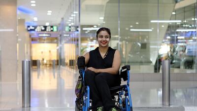Shobhika Kalra, founder of Wings Of Angelz, who uses a wheelchair and the metro to get around in Dubai. Satish Kumar / The National
