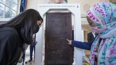 Memorabilia on display at Repton Dubai, which will soon turn 15. The campus is one of two UAE branches of one of England’s oldest schools. Ruel Pableo / The National