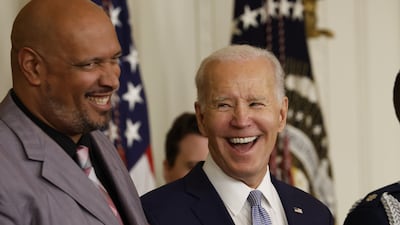 Harry Dunn, a US Capitol Police officer, smiles while receiving the Presidential Citizens Medal. Bloomberg