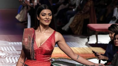 Actress Sushmita Sen is the showstopper for Sunita Shanker. EPA