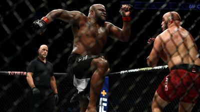 Derrick Lewis and Ilir Latifi during their heavyweight bout in UFC 247 at Toyota Centre. AFP