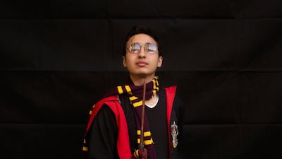 Ahmed Mohammed, 21, poses for a portrait dressed as Harry Potter at EgyCon, an annual gathering for comic book enthusiasts, in Cairo. AP Photo