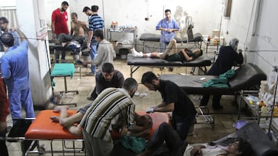 Conflict areas in the Middle East will experience soaring numbers of cancer cases, due to neglect of medical care in an era of war and poverty. Pictured is a field hospital near Damascus, Syria, after two airstrikes by president Bashar Al Assad’s forces on a market in central Douma in September. Badra Mamet / Reuters
