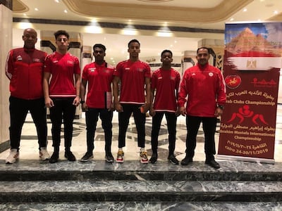 Shaban El Sayed (right) with the UAE Cadet Wrestling team. Courtesy UAE Wrestling and Judo Federation