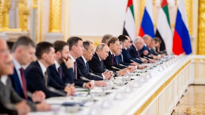 Mr Putin during the meeting