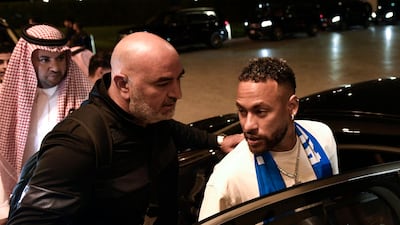 Brazilian forward Neymar arrives in Riyadh on Friday. The 31-year-old arrives in the kingdom after completing his move from PSG. AFP