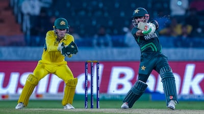 Pakistan batsman Babar Azam during a World Cup warm-up match against Australia in Hyderabad. AP