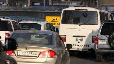 Morning rush hour near Dubai's Jumeirah Lake Towers.