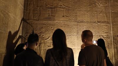 Tourists visit the Temple of Philae, in Aswan, south Egypt. EPA