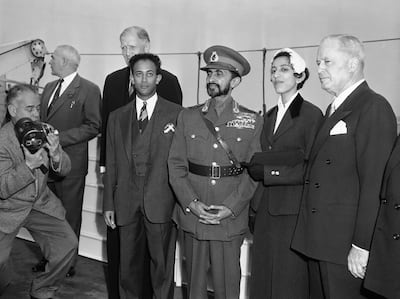 Emperor Haile Selassie with his granddaughter Princess Seble Desta, the daughter of Ras Desta Damtew