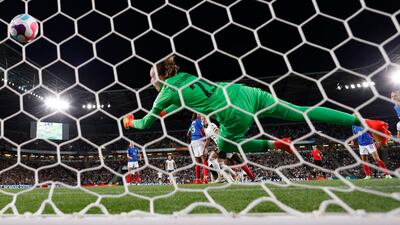 Germany striker Alexandra Popp scores her second goal. AFP