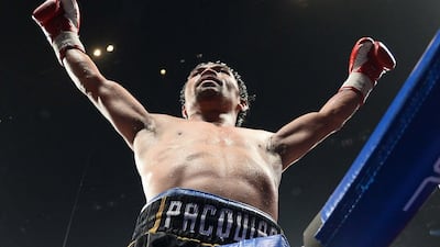 Manny Pacquiao after defeating Adrien Broner. Reuters