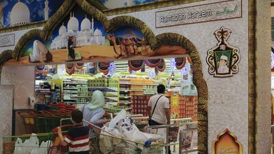 Shoppers at Lulu in Khalidiya mall busy stocking up for Ramadan month. Delores Johnson / The National