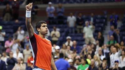 Carlos Alcaraz celebrates his win over Jannik Sinner at the US Open. Getty
