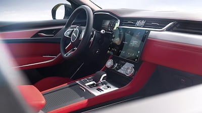 Red furnishings in the F-Pace.