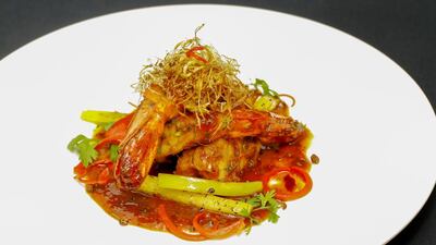 Marinated prawns with szechuan pepper sauce. Victor Besa for The National
