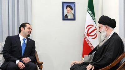 Iran's supreme leader yesterday urged Lebanon's visiting prime minister, Saad Hariri, to join together with Shiite group Hizbollah to face what he called the real threat facing his country - Israel.