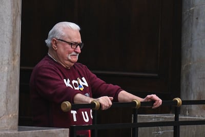 Former Polish president Lech Walesa was among the spectators at the opening of the new parliament in Warsaw on Monday. Getty