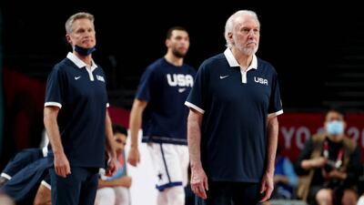 US coach Gregg Popovich during the men's semi-final against Australia.
