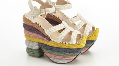 The shape of the Rainbow Future shoe by Salvatore Ferragamo is inspired by Judy Garland.