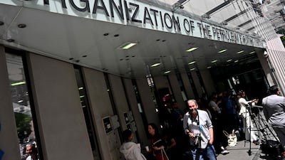 Opec's headquarters in Vienna. The Opec+ alliance set a new production target of 40.46 million barrels per day throughout 2024. AFP