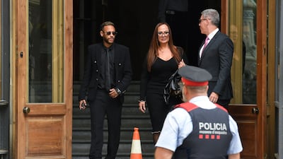 Neymar leaves after attending the opening audience at the courthouse in Barcelona. AFP