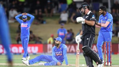 India’s Virat Kohli during the third one-day international match against New Zealand, and another defeat. AFP