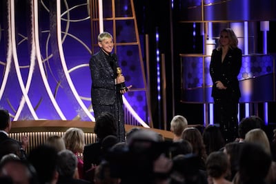 Ellen DeGeneres accepting the Carol Burnett Award for her outstanding contribution to television