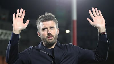 Manchester United manager Michael Carrick after the Uefa Champions League defeat to Como. Getty Images