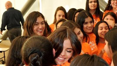 Selena Gomez surprised students at two high schools in Los Angeles. Courtesy Coach