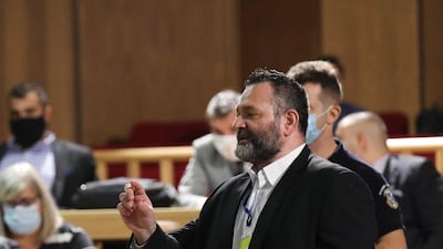 Greek Member of the European Parliament and a former member of Golden Dawn Ioannis Lagos attends the trial of leaders and members of the Golden Dawn in a court in Athens Reuters