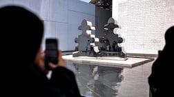 Moataz Nasr's installation presented as part of Art Here 2024 at Louvre Abu Dhabi. Victor Besa / The National