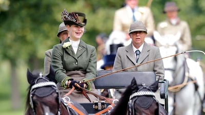 Lady Louise Windsor takes part in The Champagne Laurent-Perrier Meet of The British Driving Society on day four of the Royal Windsor Horse Show in Home Park, Windsor Castle on July 4, 2021 in Windsor, England.