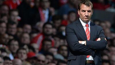 Liverpool manager Brendan Rodgers reacts during his side's loss to Chelsea on Sunday. Peter Powell / EPA / April 27, 2014
