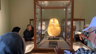 The funerary mask of the Egyptian Pharaoh Psusennes I at the Egyptian Museum. Hamza Hendawi / The National
