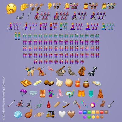 230 new emoji characters were released in 2019.Courtesy Emojipedia